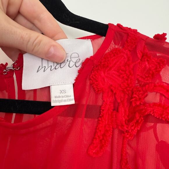 Anthropologie Mare Mare Amal Textured Red Swing Mini Dress - Picture 8 of 10